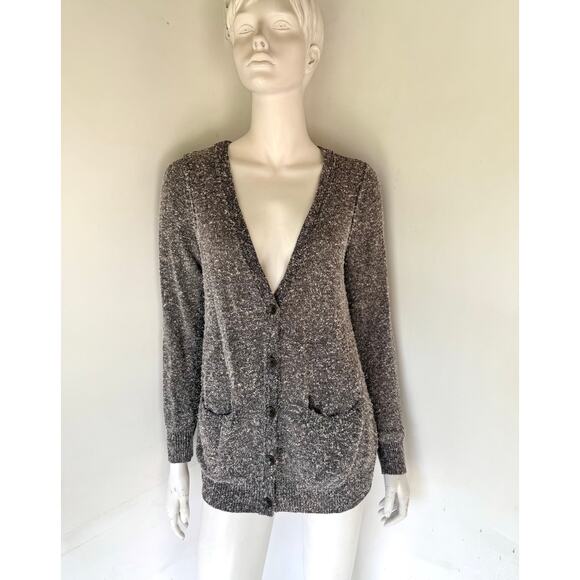 RAG & BONE Gray Silk Blend V Neck Long Sleeve Cardigan M - Picture 3 of 8